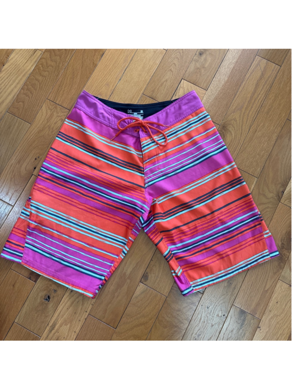 Under Armour Board Shorts Size 29 Orange Pink Striped